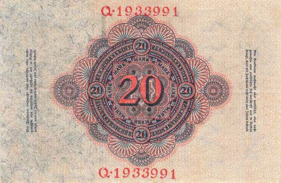 20 Mark Serie L/Q 1914
